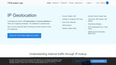 Screenshot of Ip2location.com