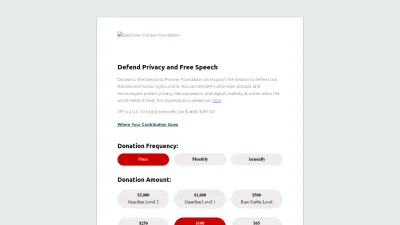 Screenshot of Supporters.eff.org
