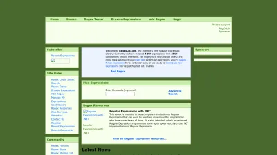 Screenshot of Regexlib.com