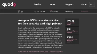 Screenshot preview of quad9.net