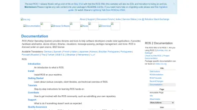 Screenshot of Wiki.ros.org