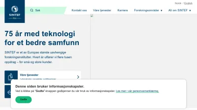 Screenshot preview of sintef.no
