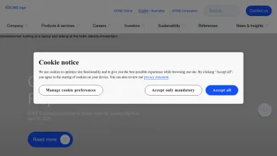 Screenshot of Kone.com