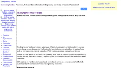 Screenshot of Engineeringtoolbox.com