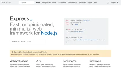Screenshot of Expressjs.com