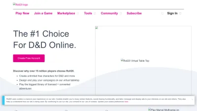 Screenshot of Roll20.net
