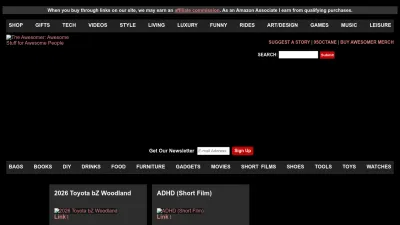 Screenshot preview of theawesomer.com