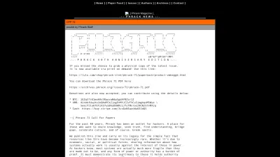 Screenshot of Phrack.org