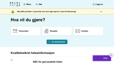Screenshot preview of helsenorge.no