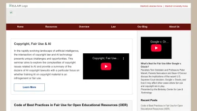 Screenshot of Fairuse.stanford.edu