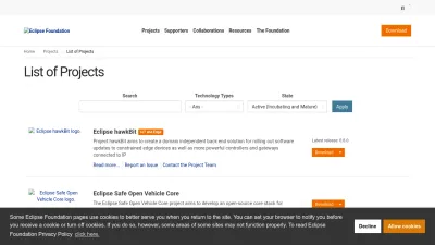 Screenshot preview of projects.eclipse.org