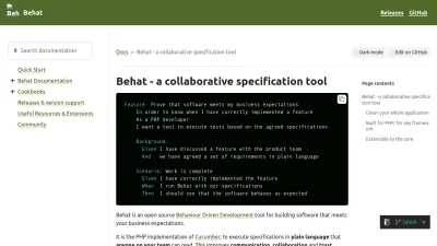 Screenshot of Behat.org