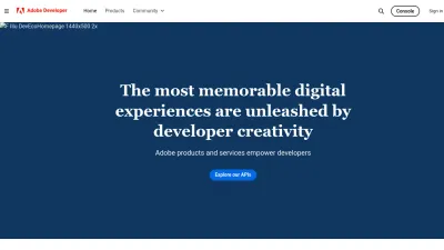 Screenshot of Developer.adobe.com