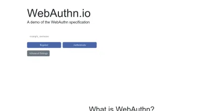 Screenshot of Webauthn.io