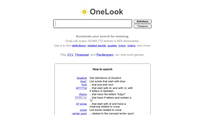Screenshot of Onelook.com