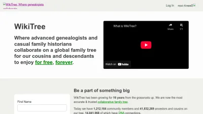 Screenshot preview of wikitree.com