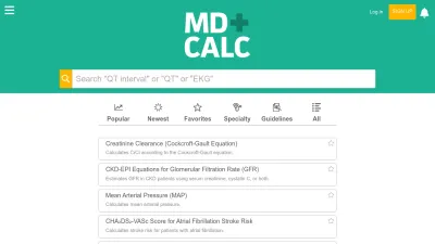 Screenshot of Mdcalc.com