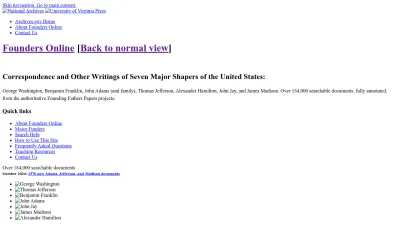 Screenshot of Founders.archives.gov