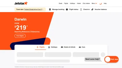 Screenshot of Jetstar.com