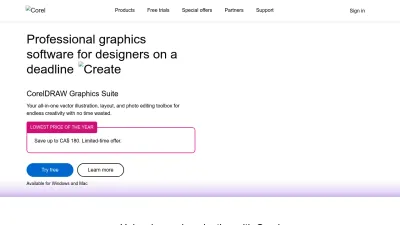 Screenshot preview of corel.com