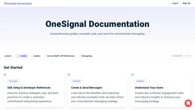 Screenshot of Documentation.onesignal.com