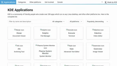 Screenshot preview of apps.kde.org