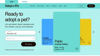 Screenshot of Adoptapet.com