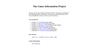 Screenshot of Linfo.org