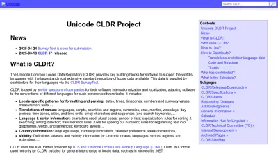 Screenshot of Cldr.unicode.org