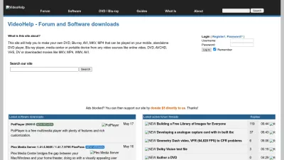 Screenshot of Videohelp.com
