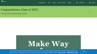 Screenshot of Tulane.edu