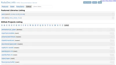 Screenshot of Rubydoc.info