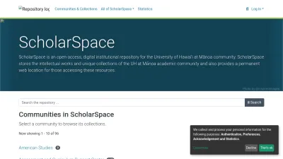 Screenshot of Scholarspace.manoa.hawaii.edu