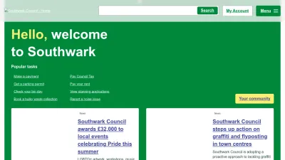 Screenshot of Southwark.gov.uk