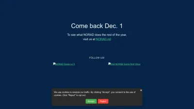Screenshot of Noradsanta.org