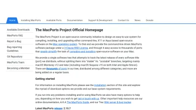 Screenshot of Macports.org