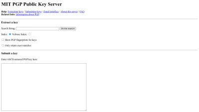 Screenshot of Pgp.mit.edu