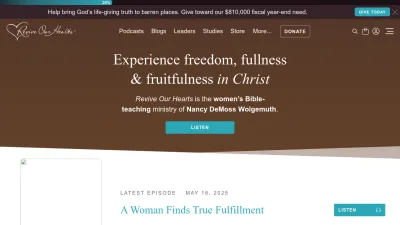 Screenshot preview of reviveourhearts.com