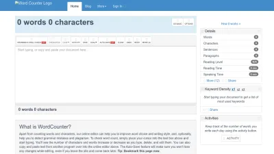Screenshot of Wordcounter.net