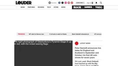 Screenshot preview of loudersound.com