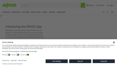 Screenshot of Wago.com