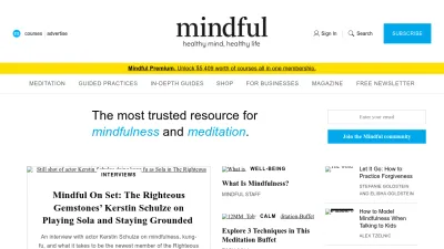 Screenshot preview of mindful.org