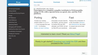 Screenshot of Emscripten.org
