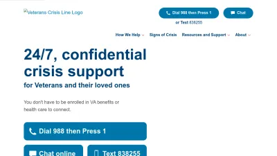 Screenshot of Veteranscrisisline.net