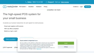 Screenshot of Ready2order.com