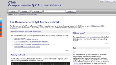 Screenshot of Ctan.org