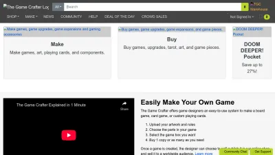 Screenshot of Thegamecrafter.com