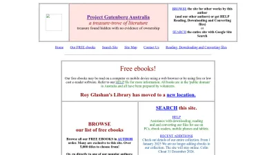 Screenshot of Gutenberg.net.au