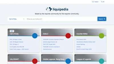 Screenshot of Liquipedia.net