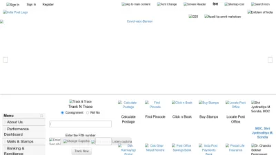 Screenshot preview of indiapost.gov.in